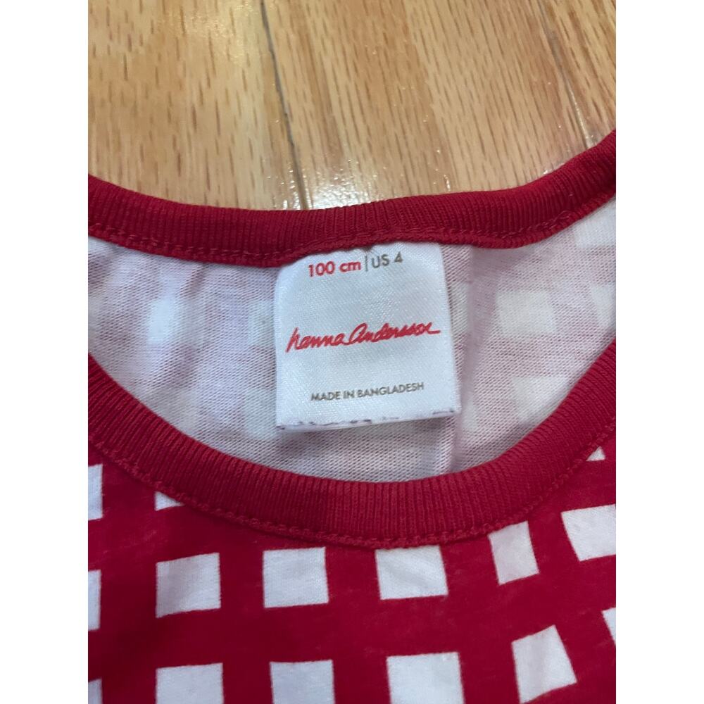 Hanna Anderson Girls‎ Christmas Bundle, Stripe Pajamas 3T, Plaid Dress 4T - Picture 3 of 5